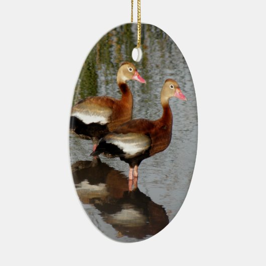 黒膨らまされた笛を吹くアヒル セラミックオーナメント (右)