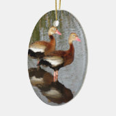 黒膨らまされた笛を吹くアヒル セラミックオーナメント (左)