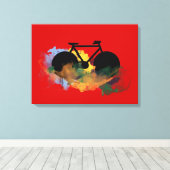 黒自転車の都市スタイル装飾 キャンバスプリント (インサイチュ (ウッドフロア))