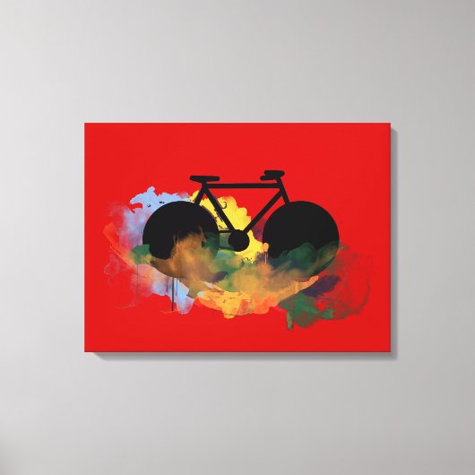 黒自転車の都市スタイル装飾 キャンバスプリント (正面)