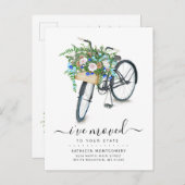 黒自転車ブルーフローラバスケット移動 案内ポストカード (正面/裏面)