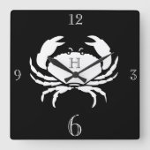 黒航海のモノグラムの蟹の大きさc スクエア壁時計 (正面)