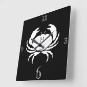 黒航海のモノグラムの蟹の大きさc スクエア壁時計 (傾斜)
