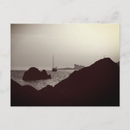 黒航海の白の写真 – boat seascape ポストカード