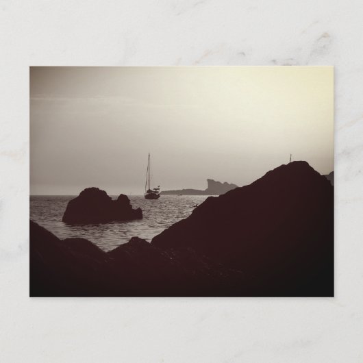 黒航海の白の写真 – boat seascape ポストカード (正面)