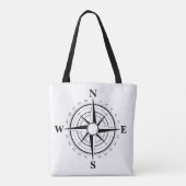 黒航海の船/ボート,羅針盤,バッグ財布 トートバッグ (裏面)