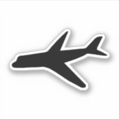 黒航空機シルエット、サイドビューシール シール (正面)