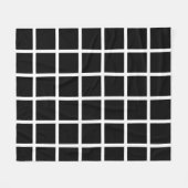 黒色のスクエア柄と白い縁取り フリースブランケット (正面(横))