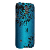 黒色のターコイズ渦巻きフローラを有する金属 Case-Mate SAMSUNG GALAXYケース (裏面/右)