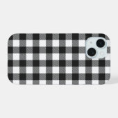 黒色のタータンチェック柄 iPhone 15ケース (裏面横)