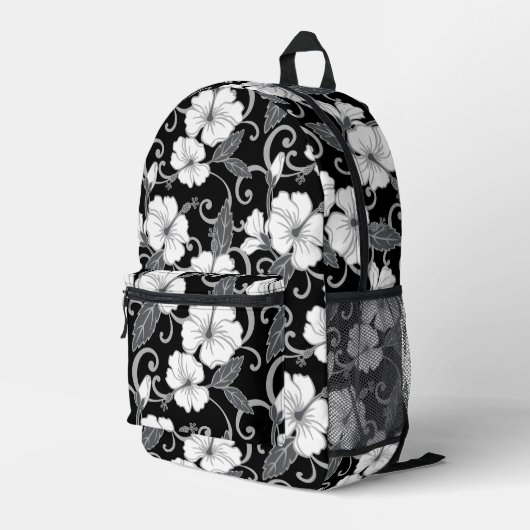 黒色のポリネシアのドリームパターン プリントバックパック (裏面右端)