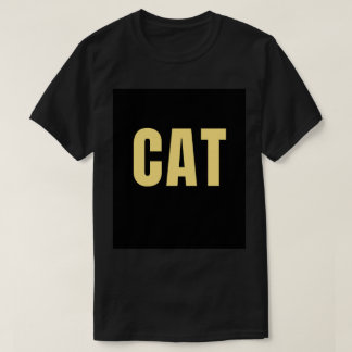 黒色の半袖Tシャツ 猫デザイン Tシャツ