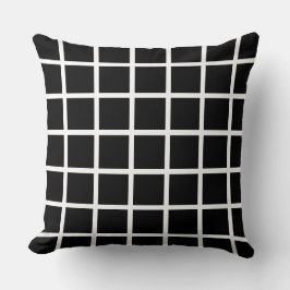 黒色の正方形の模様と白縁ど クッション