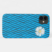 黒色の波状抽象芸術線およびデイジー Case-Mate iPhoneケース (裏面(横))