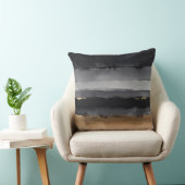 黒色の灰色とブロンズの水色のストライプ クッション (椅子)