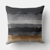 黒色の灰色とブロンズの水色のストライプ クッション (裏面)