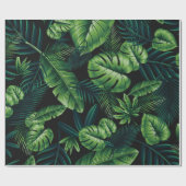 黒色の熱帯パターン ラッピングペーパー (フラット)
