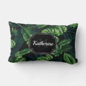 黒色の熱帯パターン ランバークッション (裏面)