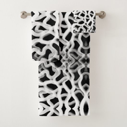 黒色の白色の管状配管 バスタオルセット (インサイチュ)