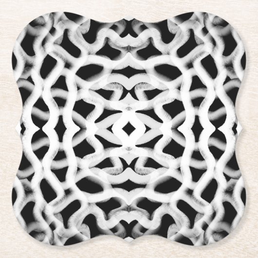 黒色の白色の管状配管 ペーパーコースター (正面)