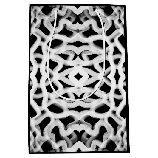 黒色の白色の管状配管 ミディアムペーパーバッグ (正面)