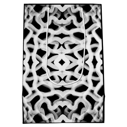 黒色の白色の管状配管 ミディアムペーパーバッグ (裏面)