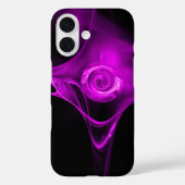 黒色の紫色バイオレットフラクタルバラ Case-Mate iPhoneケース (裏面)