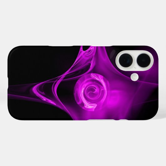 黒色の紫色バイオレットフラクタルバラ Case-Mate iPhoneケース (裏面 (横))