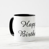 黒色の誕生日おめでとう マグカップ (正面左)