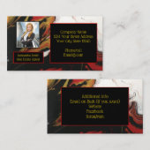 黒色の赤い金ゴールド（両面） 名刺 (正面/裏面)