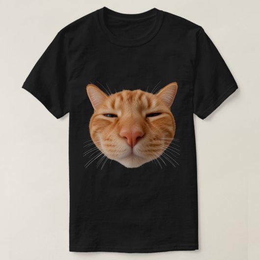 黒色の面白いオレンジ猫Tシャツ Tシャツ (デザイン正面)