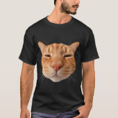 黒色の面白いオレンジ猫Tシャツ Tシャツ (正面)