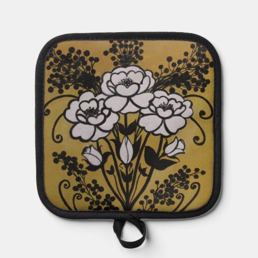 黒色シリコーン系保護、ポットホルダーのみ 鍋敷き (正面)