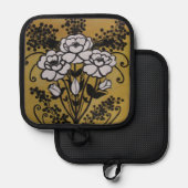 黒色シリコーン系保護、ポットホルダーのみ 鍋敷き (正面/裏面)