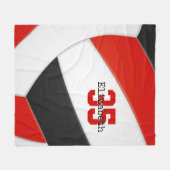 黒色シンプルバレー赤と白ボール フリースブランケット (正面(横))