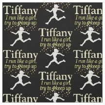 黒色パーソナライズされた金ゴールドランナー少女布帛