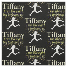 黒色パーソナライズされた金ゴールドランナー少女布帛 ファブリック