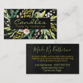 黒色フローラ手作りろうそく及び大豆ろう液 名刺 (正面/裏面)