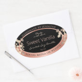 黒色フローラ製品パッケージラベルバラ金ゴールド 楕円形シール (封筒)