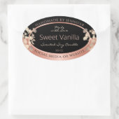 黒色フローラ製品パッケージラベルバラ金ゴールド 楕円形シール (バッグ)