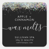 黒色ホログラフィックグリッターワックスがラベルを溶融 スクエアシール (正面)