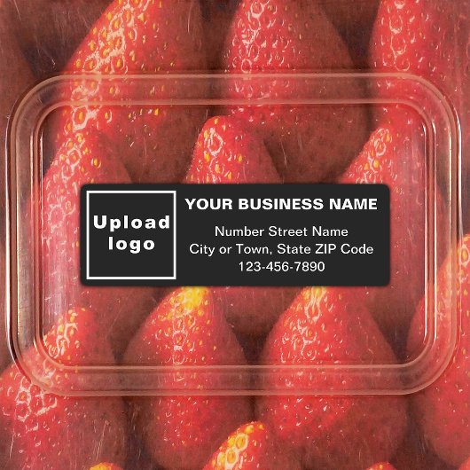 黒色ミニマル長方形の接着剤のビジネス文字 ラベル