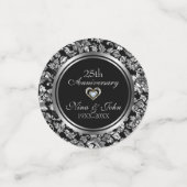 黒色及び金属銀ダマスク コンフェッティ (スモール正面)