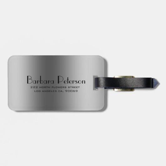 黒色及び金属銀幾何デザイン ラゲッジタグ (裏面横)