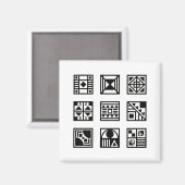 黒色幾何学模様マグネット マグネット (正面/裏面)