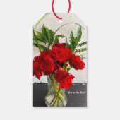 黒色彩の鮮やかと白の背景に赤いバラ ギフトタグ (裏面)