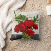 黒色彩の鮮やかと白の背景に赤いバラ クッション (ブランケット)