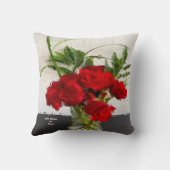 黒色彩の鮮やかと白の背景に赤いバラ クッション (裏面)