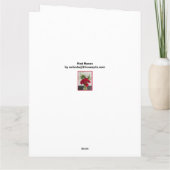 黒色彩の鮮やかと白の背景に赤いバラ サンキューカード (裏面)