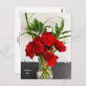 黒色彩の鮮やかと白の背景に赤いバラ ポストカード (正面/裏面)